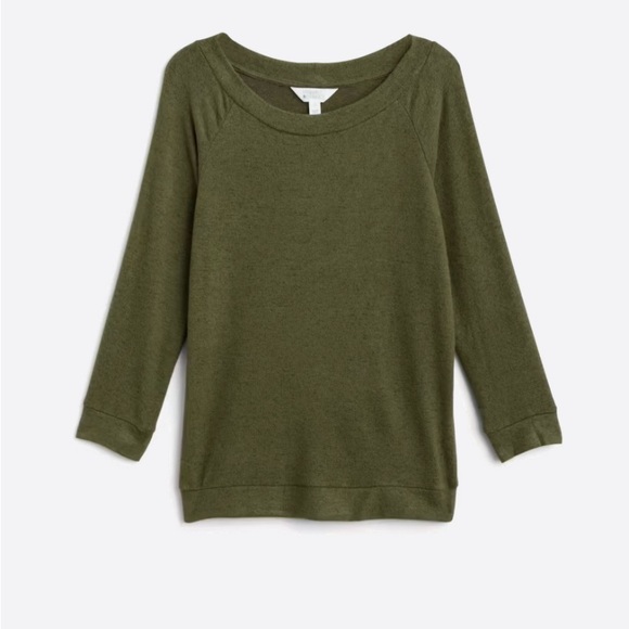 Brushed Knit Top 3/4 Sleeves Olive green - Picture 1 of 8